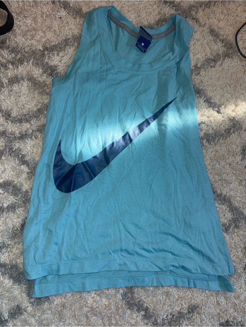 Nike Women’s Aqua Tank Top with Navy Swoosh